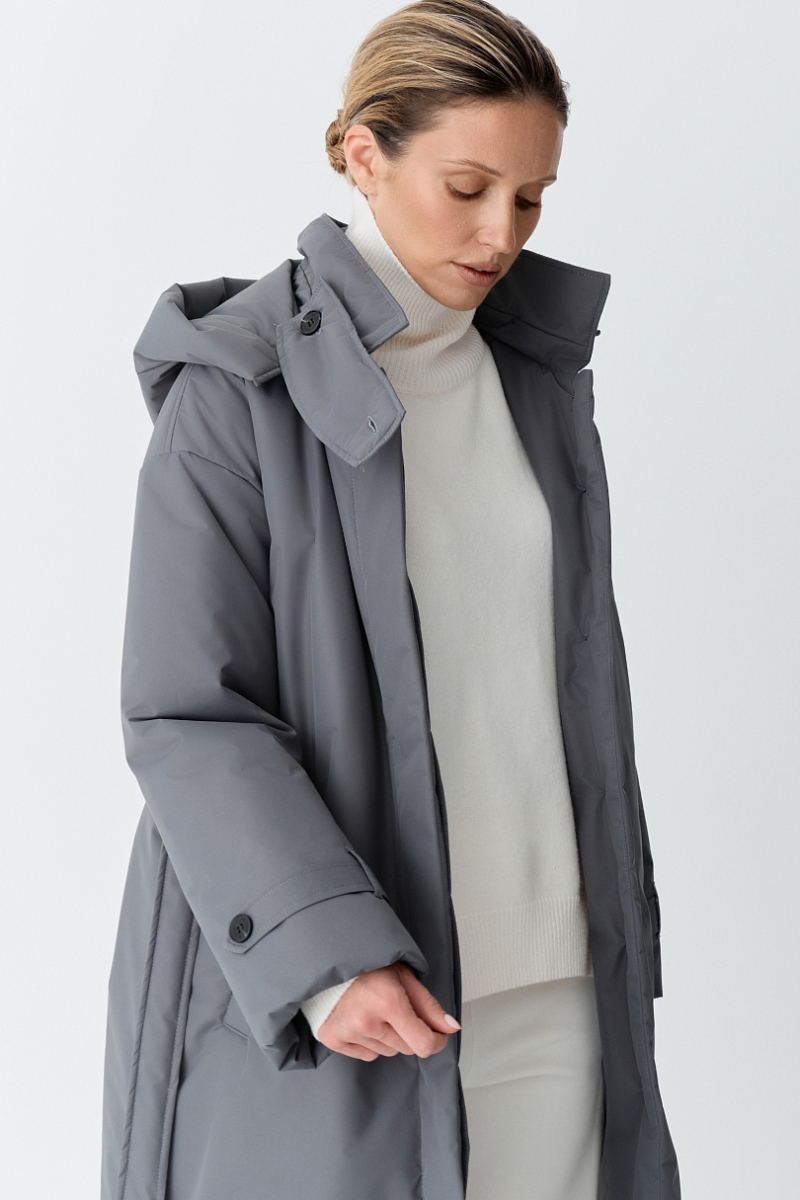 Пальто однобортное утепленное Ricoco, цвет: серый, 7012/3 купить онлайн