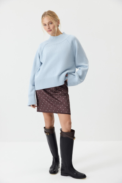 Свитер с широкой стойкой из хлопка Charmstore, цвет: светло-голубой, 303-414109-667 купить онлайн