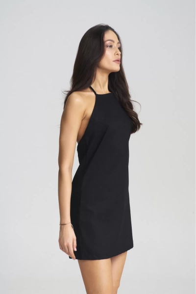 Платье мини из смесового льна Black Erist store, цвет: Черный, НФ-00002473 купить онлайн