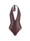 DESIRE Brown 'Leather' | Моделирующий купальник с вырезом и завязкой на шее ANVIBE, цвет: коричневый  купить онлайн