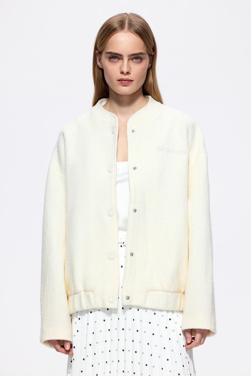 Бомбер из шерстяного букле DREAMS BY ALENA AKHMADULLINA, цвет: белый, 126101010204439/413000 купить онлайн