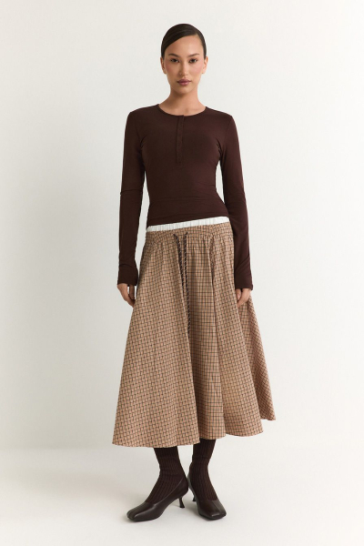 Юбка из 100% хлопка TOPTOP, цвет: коричневый с принтом, TT.071.18818.701 купить онлайн