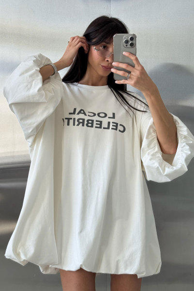 Футболка баллон Label .B, цвет: молочный,  купить онлайн