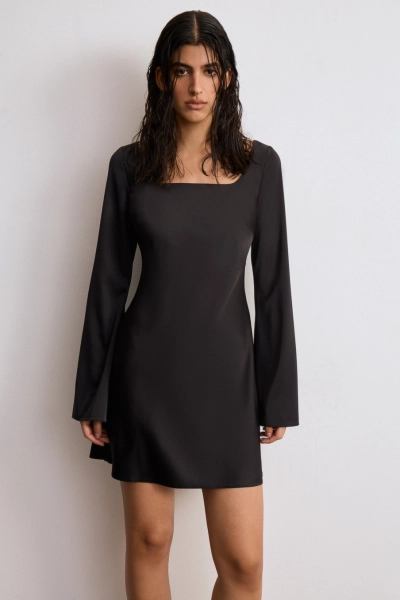 Платье с квадратным вырезом из сатина Mollis, цвет: Черный, 16-09-3518/1 купить онлайн