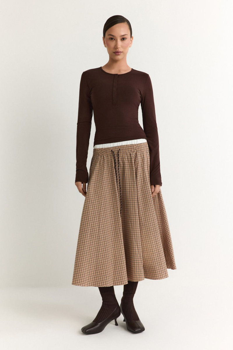 Юбка из 100% хлопка TOPTOP, цвет: коричневый с принтом, TT.071.18818.701 купить онлайн