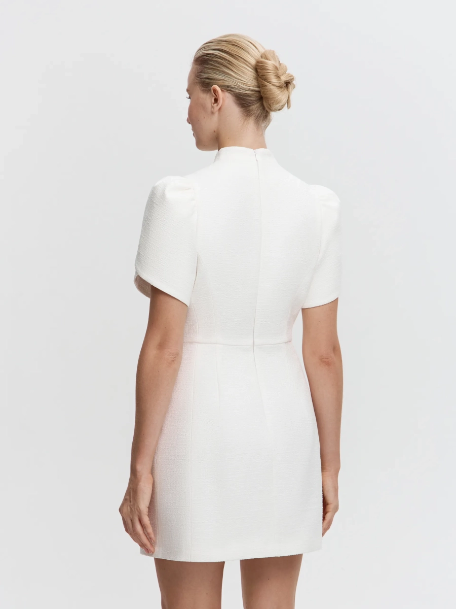 Платье-мини из твида ANNA PEKUN, цвет: белый,  купить онлайн