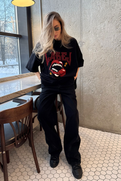 Футболка со стразами BLACK Label .B, цвет: black, Tp.04.3.5536.1125BLC купить онлайн