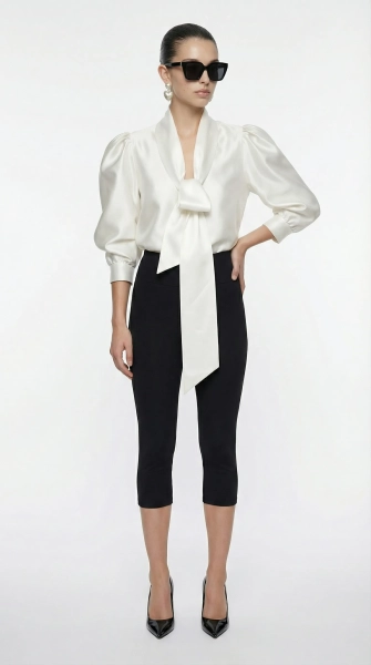 Блуза с бантом Shtripling, цвет: белый, SHRUB006WHT купить онлайн