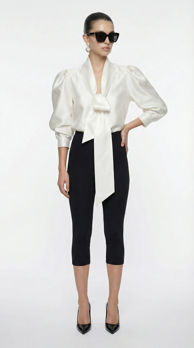 Блуза с бантом Shtripling, цвет: белый, SHRUB006WHT купить онлайн