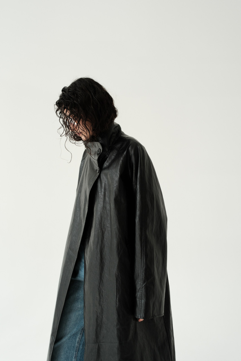 Тренч кожаный No name not same, цвет: Черный,  купить онлайн