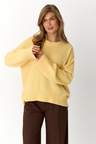 Свитер О-образный из шерсти и кашемира Ricoco, цвет: нежно-желтый, 5065/3 купить онлайн