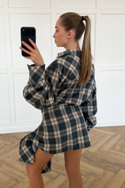 Платье-рубашка в клетку Label .B, цвет: сине-зеленый, Dr.06.4.2735BL/GR купить онлайн