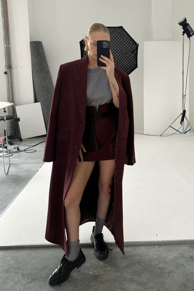 Юбка мини на высокой посадке BURGUNDY Label .B, цвет: burgundy, Sk.19.2.2131BRG купить онлайн