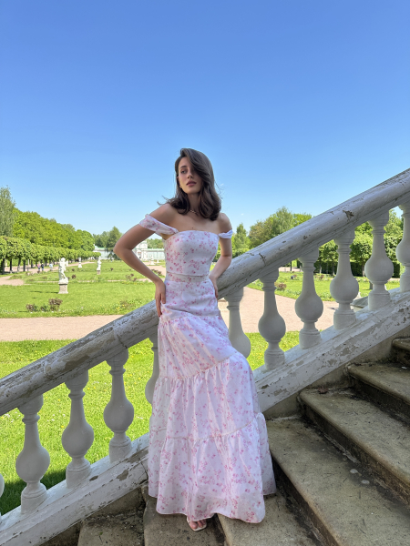 Юбка из тенселя макси VELVET, цвет: розы 00-00004931 |новая коллекция купить онлайн