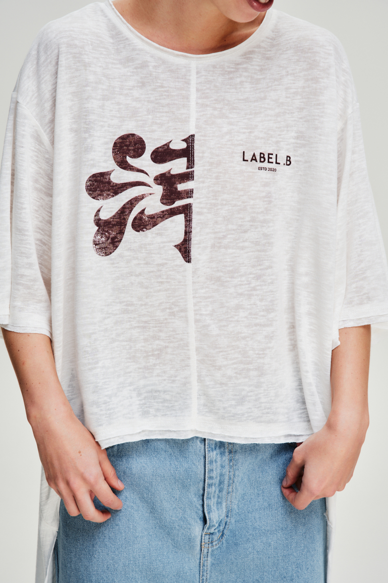 Футболка удлиненная тонкая Label .B, цвет: молочная, Tp.04.5.88/2WH купить онлайн