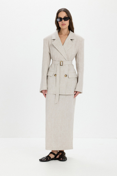 Жакет лен ABDA, цвет: бежевый, 112606703502 купить онлайн