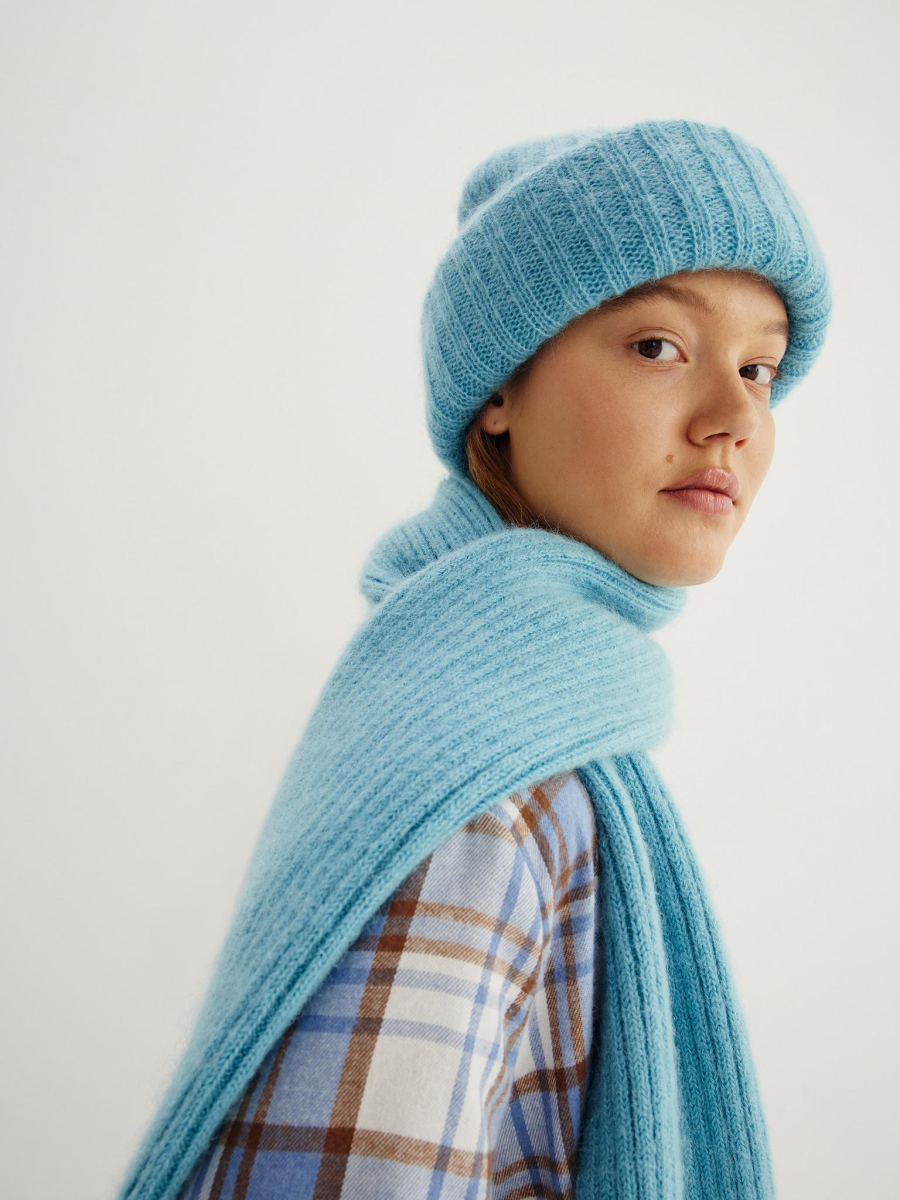 Шарф из объёмной пряжи Chaika, цвет: насыщенно-синий SF-14 купить онлайн