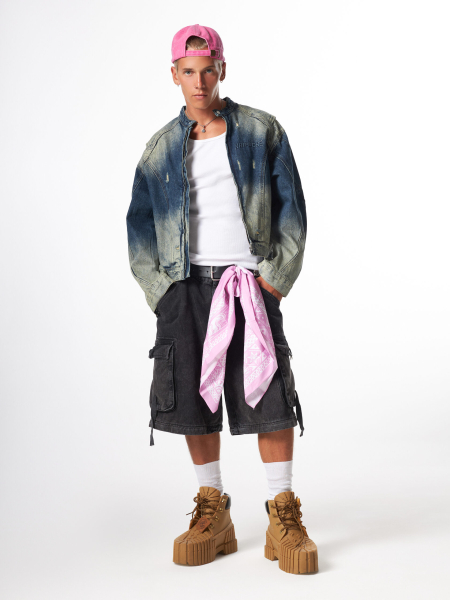 Куртка Cafe racer jacket denim U NAIPACHE, цвет: синий,  купить онлайн