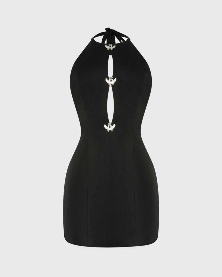 Платье мини с открытой спиной FLYING A BLACK ASIA ST 71, цвет: Черный, Ast71.dress-mini-fly-black купить онлайн