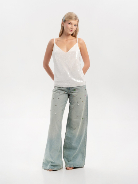 Джинсы со стразами "Bad girl" TRES, цвет: голубой, НФ-00002613 купить онлайн