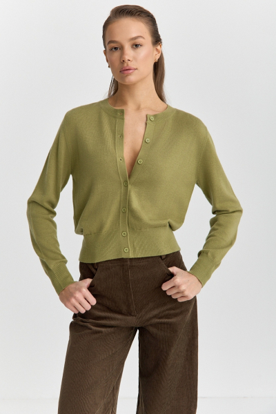 Кардиган тонкой вязки на пуговицах Ricoco, цвет: лаймовый, 6093/1 купить онлайн