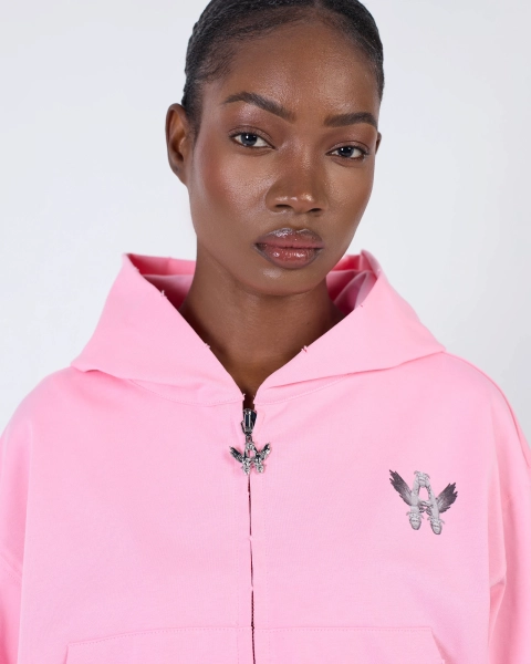 Худи на молнии укороченный ASIA ST 71, цвет: розовый, Ast71.hood-zip-lounge-pink-crop купить онлайн