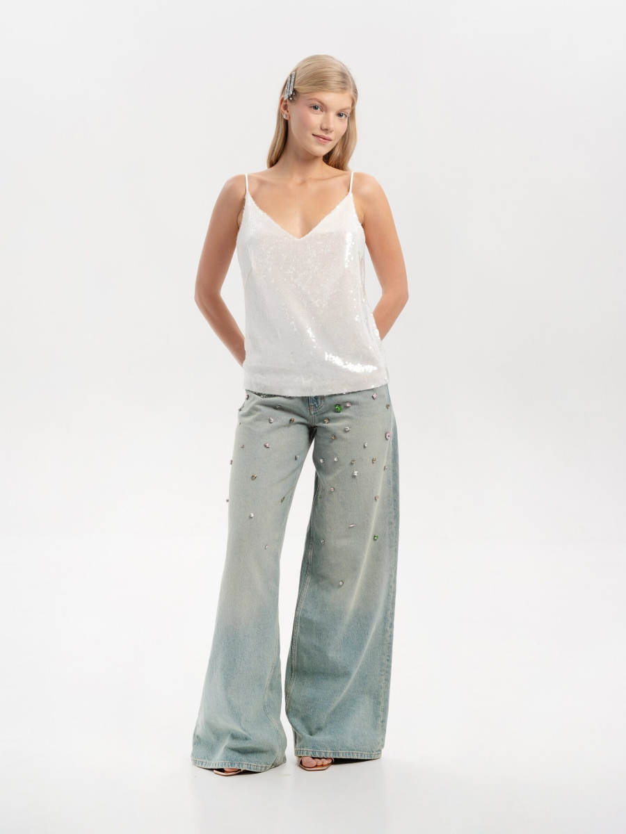Джинсы со стразами "Bad girl" TRES, цвет: голубой, НФ-00002613 купить онлайн