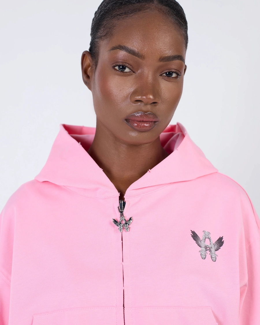 Худи на молнии укороченный ASIA ST 71, цвет: розовый, Ast71.hood-zip-lounge-pink-crop купить онлайн