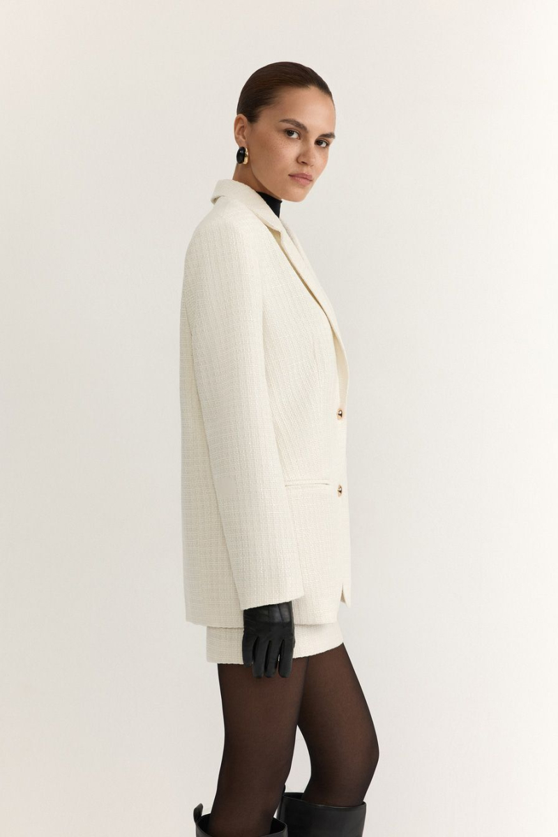 Твидовый жакет TOPTOP, цвет: молочный, TTS.060.19278.120 купить онлайн