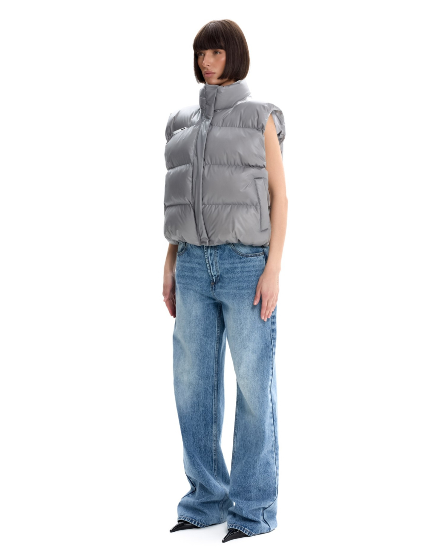 Жилет базовый мини с эффектом термохрома Suborbia, цвет: серо-белый, 006982 купить онлайн