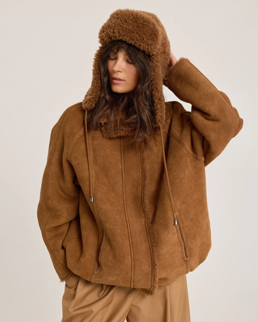 Бомбер из мериноса BROWN Anmuse, цвет: коричневый, 1525AZ BROWN купить онлайн