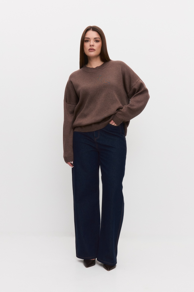 Джемпер вязаный с круглым вырезом 4forms, цвет: трюфель, 68044 купить онлайн