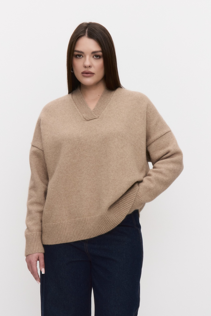 Джемпер вязаный из премиальной шерсти 4forms, цвет: бежевый, 65535 купить онлайн