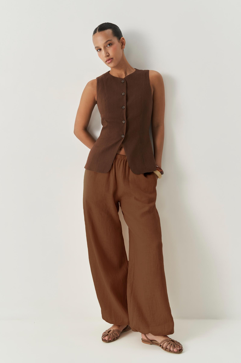 Брюки шаровары изо льна Charmstore, цвет: коричневый 101-35352-550 |новая коллекция купить онлайн