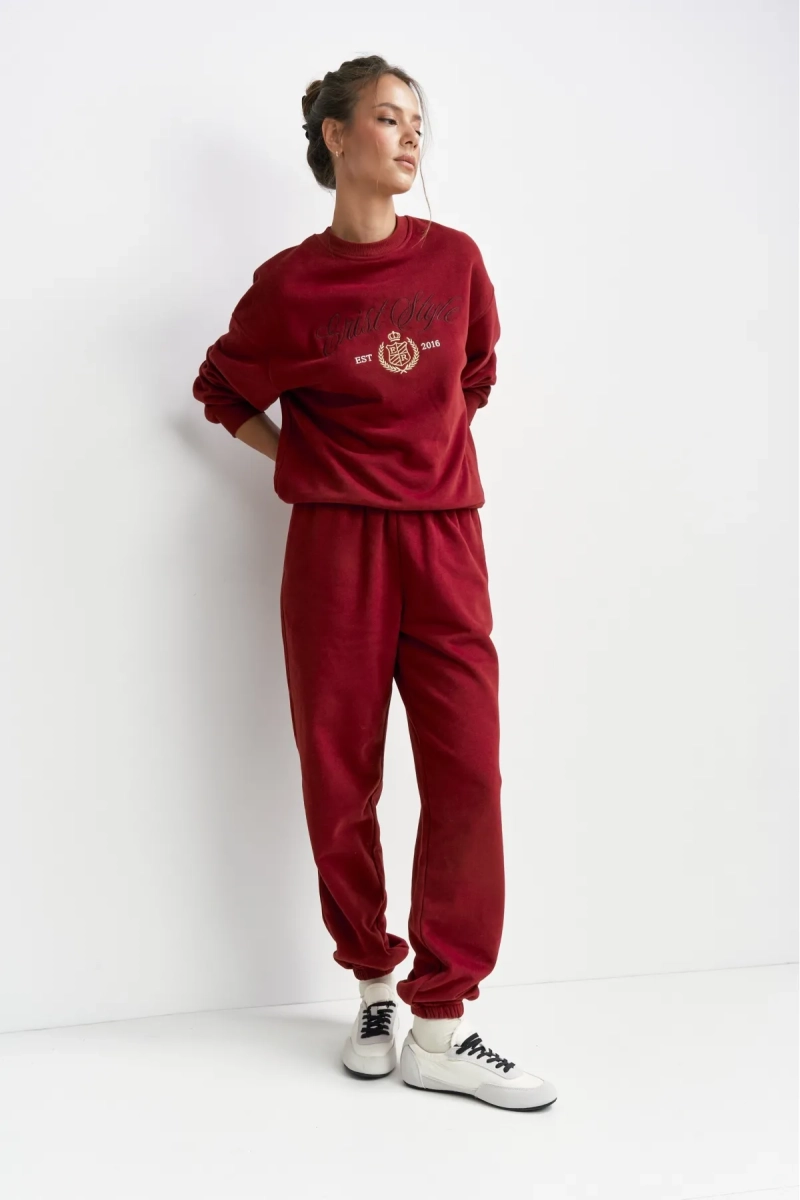 Свитшот компактный с эффектом велюра ERISTSTORE, цвет: Бордовый, НФ-00004081 купить онлайн