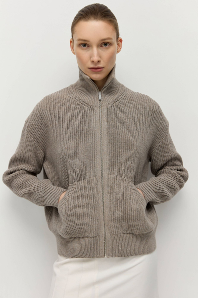 Кардиган на молнии из переработанного хлопка AROUND, цвет: Серо-бежевый, 259_27C05 купить онлайн