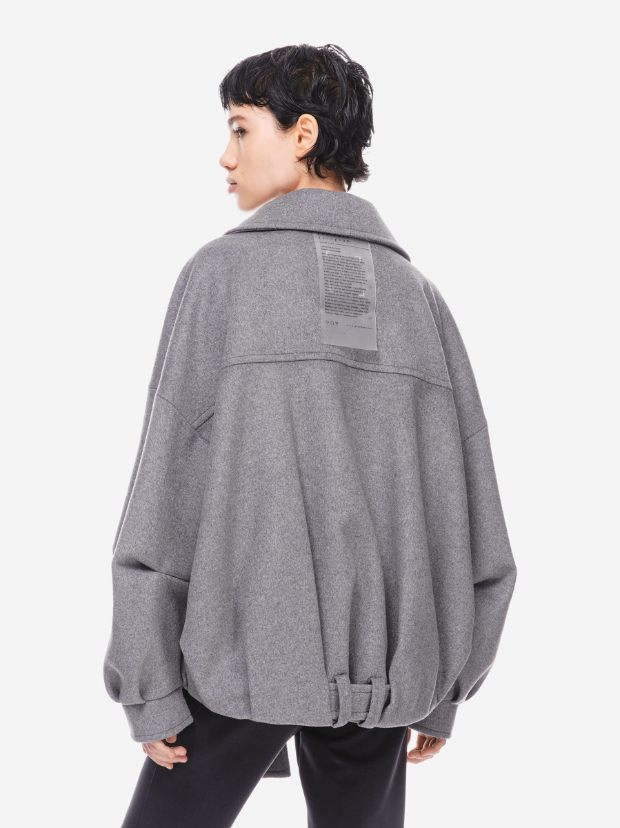 Шерстяной бомбер - пальто POST POST SCRIPTUM, цвет: серый, P_0900.00.00.GRY купить онлайн