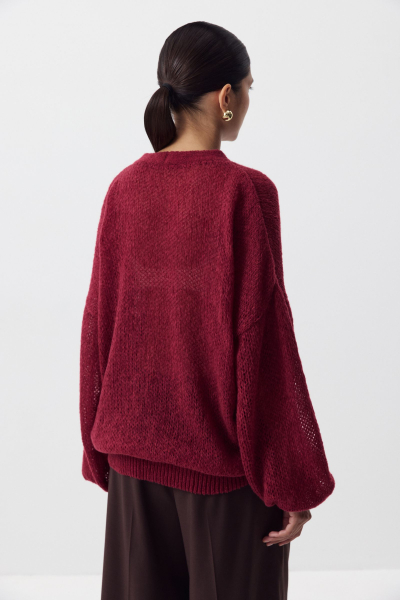 Кардиган ажурной вязки Charmstore, цвет: винный, 305-42185-451 купить онлайн