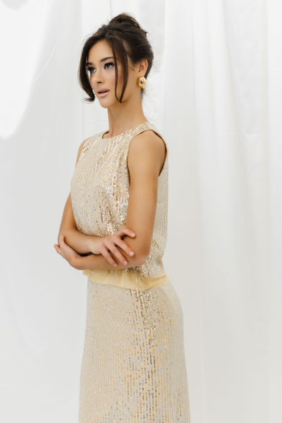 Блуза-топ из пайеток удлиненный VELVET, цвет: Персиковый, 00-00004256 купить онлайн