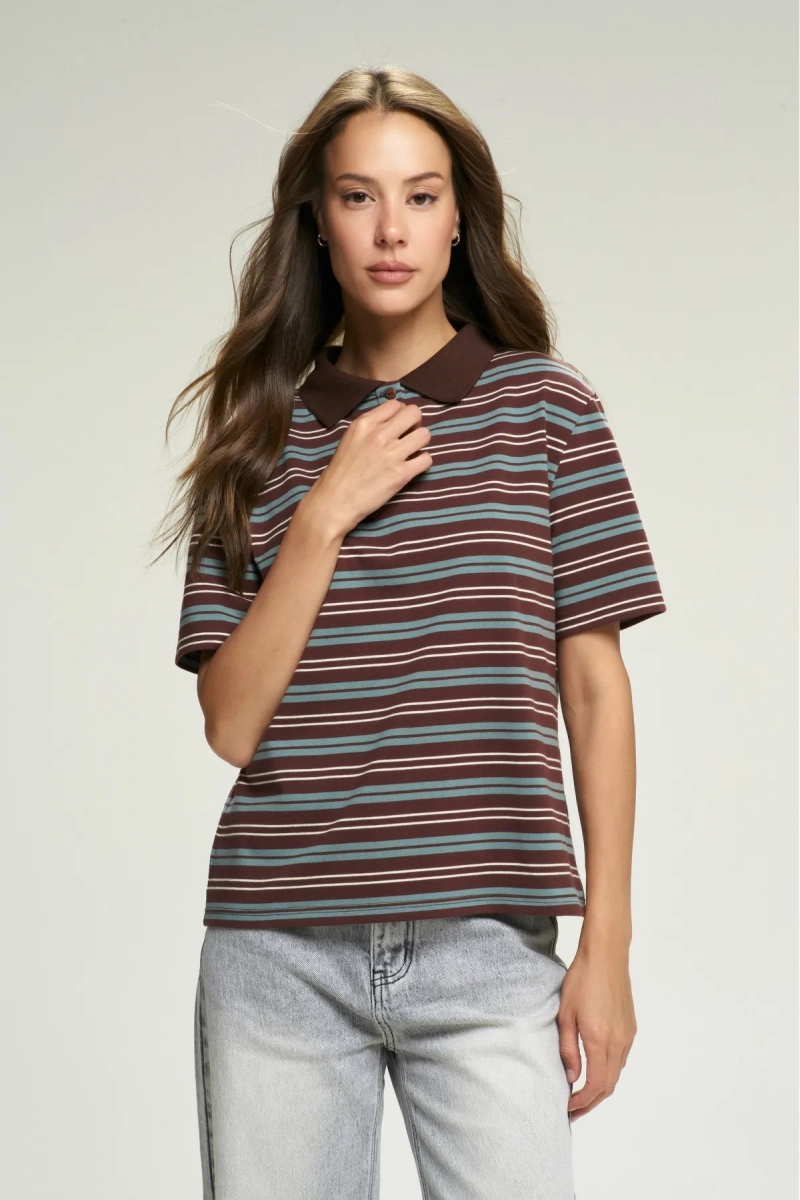 Поло в полоску Brown Erist store, цвет: коричневый, НФ-00002677 купить онлайн