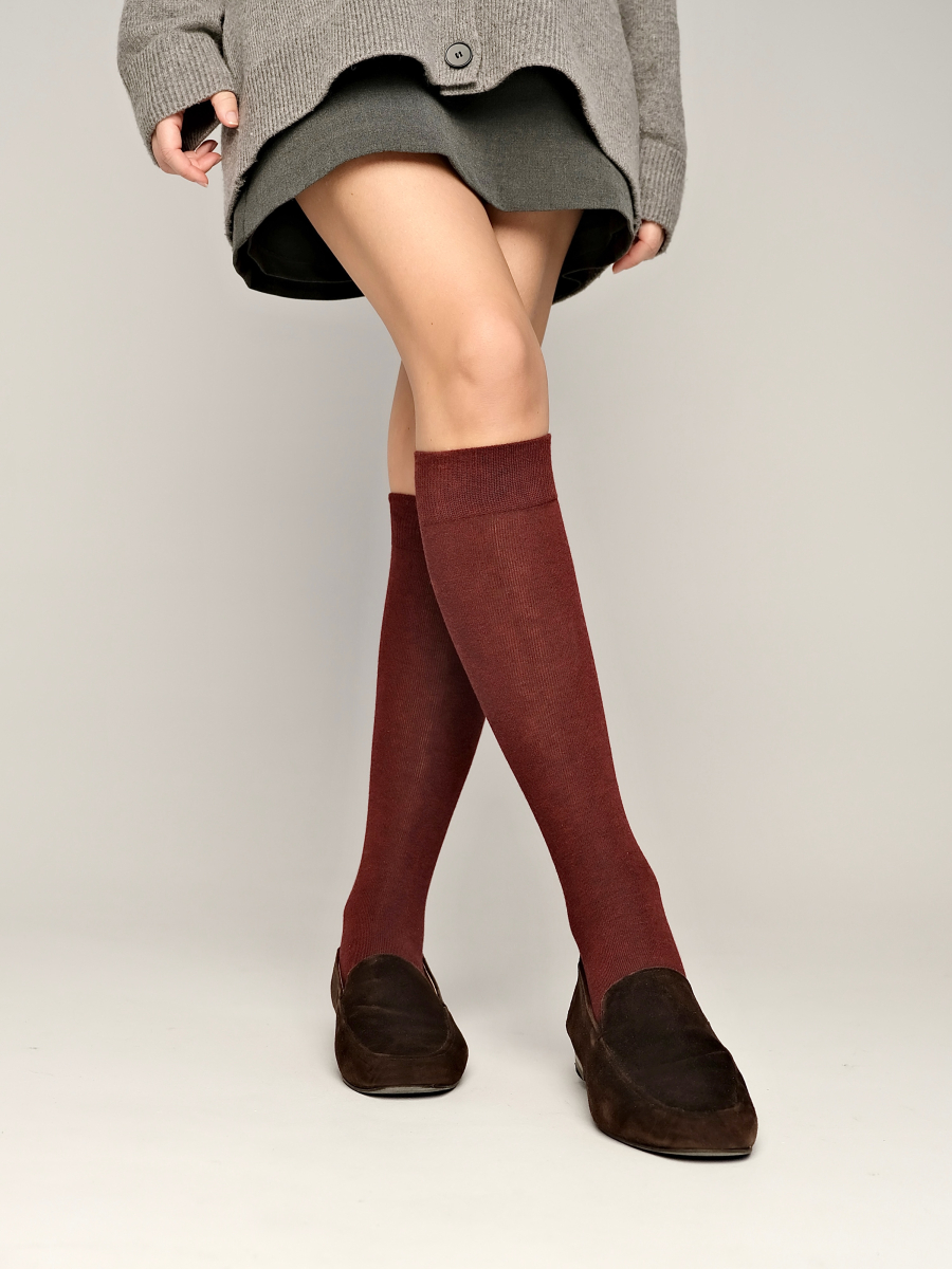 Гольфы из гладкого хлопка TENDEN, цвет: Бордовый WGF21/01-бордовый купить онлайн