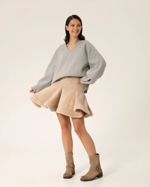 Юбка трикотажная DESSERT Anmuse, цвет: бежевый, SKT24119-D-1 купить онлайн