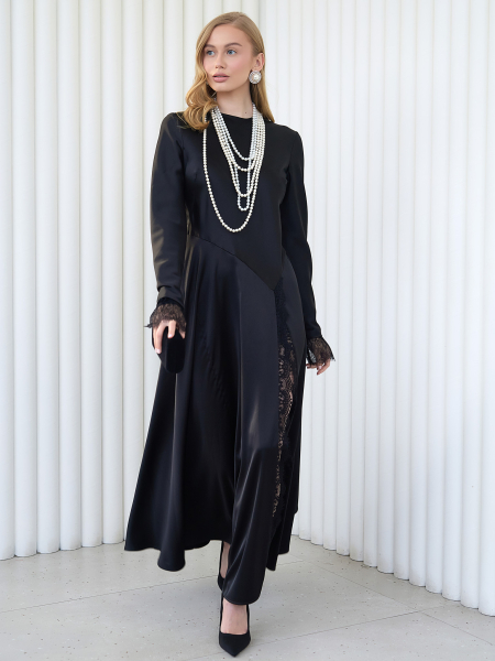 Платье струящееся с рукавом