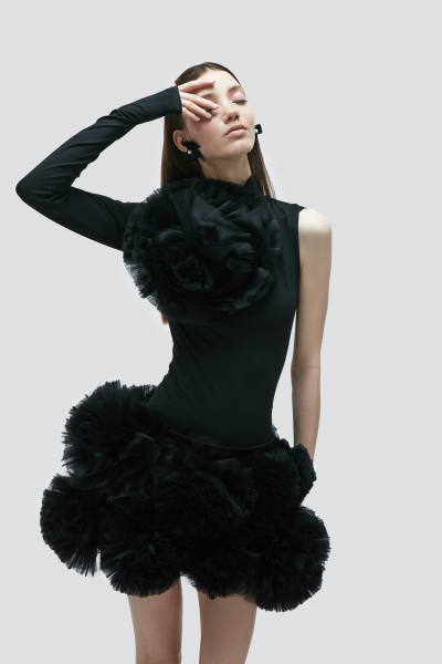 Юбка с черными цветами из фатина Barbino Maison, цвет: black, 710 купить онлайн
