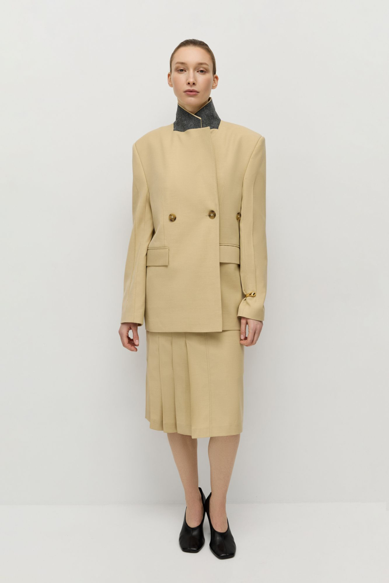 Жакет двубортный AROUND, цвет: бежевый, 2525_25TWVE02 купить онлайн