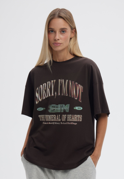 Футболка VILLE SORRY, I’M NOT, цвет: коричневый,  купить онлайн