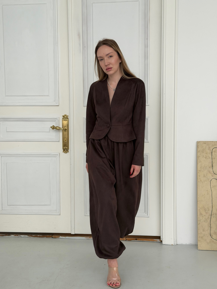 Брюки из замши GARCHIT, цвет: коричневый,  купить онлайн