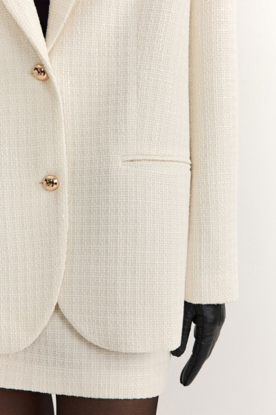 Твидовый жакет TOPTOP, цвет: молочный, TTS.060.19278.120 купить онлайн
