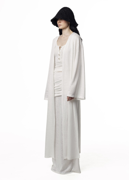 Кардиган макси с поясом из вискозы ASYA SEMYONOVA, цвет: WHITE,  купить онлайн