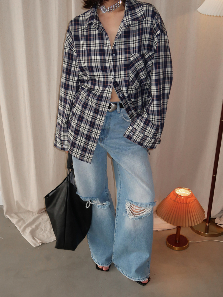 Рубашка в клетку MIARTLAND, цвет: темно-синий, НФ-00000865 купить онлайн